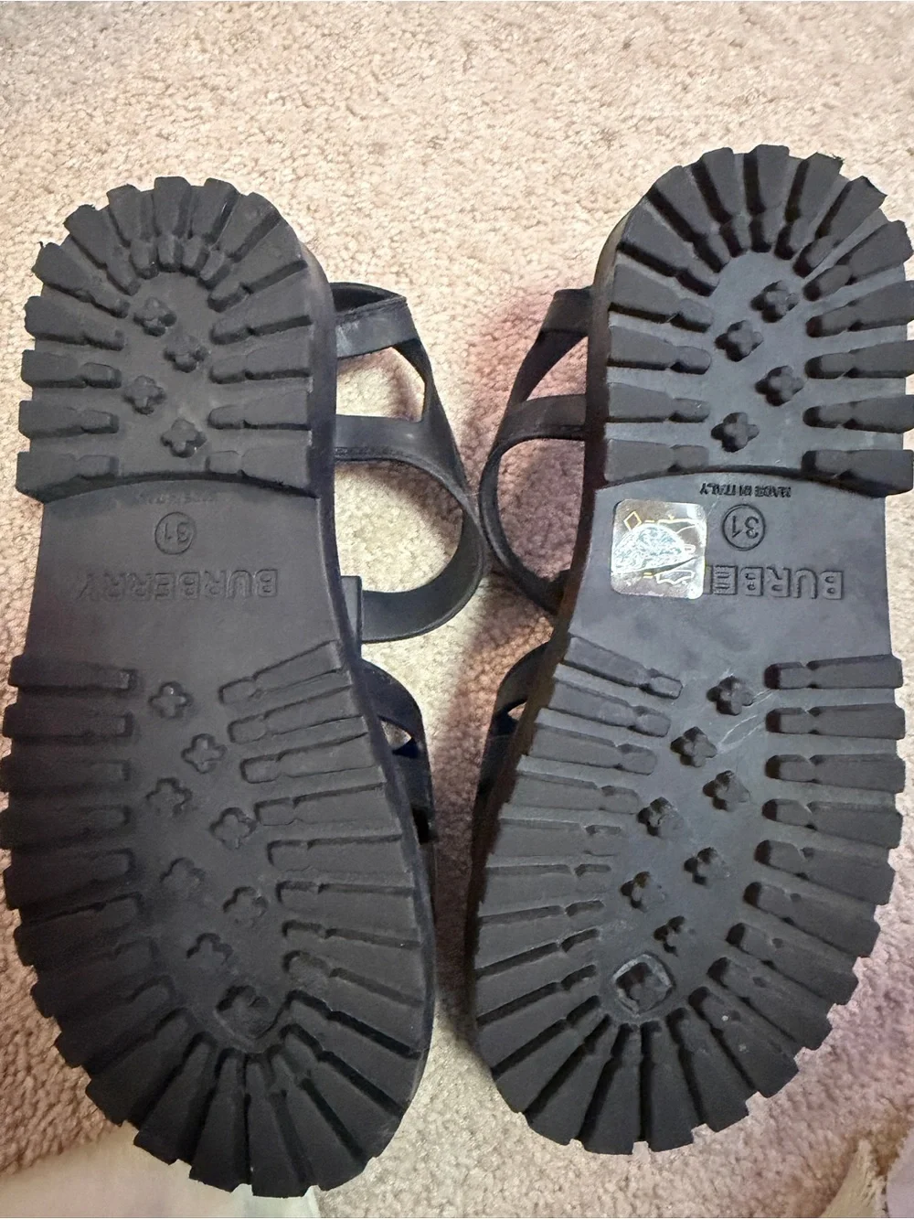 Burberry Black Kids Sandals with Signature Check Insole
